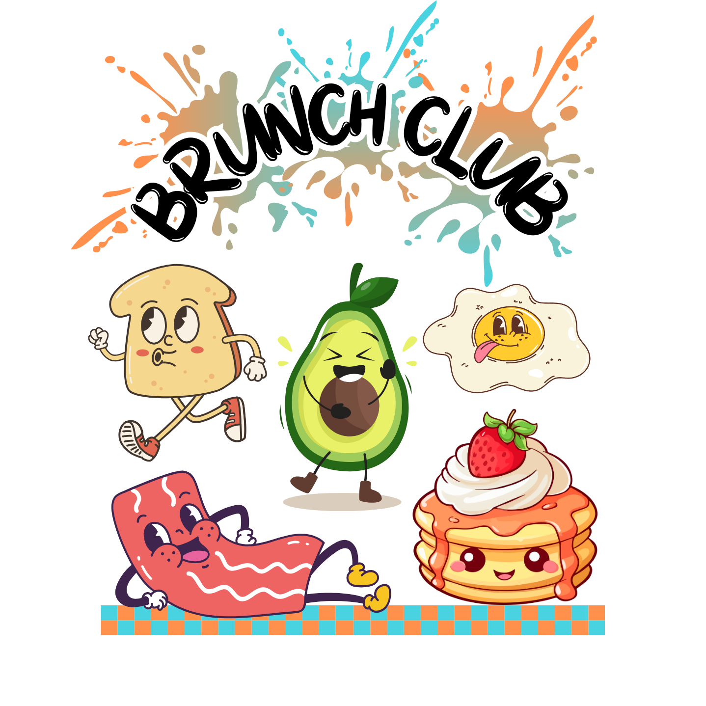 Playful 712 Brunch Club apparel graphic with illustrated breakfast characters
